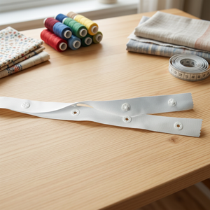 Cinta de Botones a Presión de Plástico de 18 mm de Ancho DK-679 |   Cinta de Plástico Blanca con Botones a Presión para Fijación de Prendas con Botones Circulares - Product Image 2