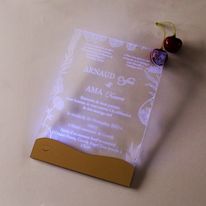 La carte d'invitation de <span class=keywords><strong>mariage</strong></span> électronique spéciale en acrylique transparent LED invite différentes lumières offertes - Product Image 5