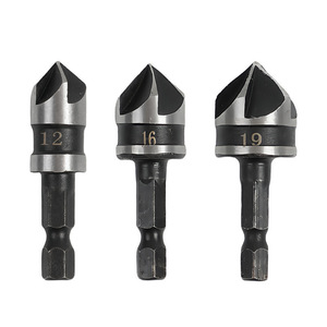 Kit d'outils de chanfreinage transfrontalier à cinq lames, plaqué titane, à queue hexagonale, 6-19 mm, pour machine à scier le bois - Product Image 2