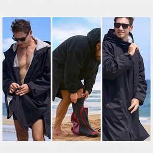 Personalized Waterproof Changing Robe Fleece Lined Jacket <strong>Dry</strong> Poncho <strong>Coat</strong> for <strong>Swimming</strong> Surfing Outdoor Sports - Product Image 3