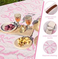 Couverture de pique-nique rose à nœud, imperméable, extra large, pour camping, tapis de pique-nique Coquette, pliable, portable, style Preppy, pour extérieur et plage