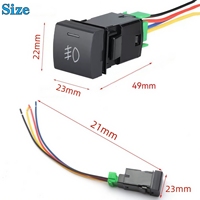 Sakelar Tombol Tekan Lampu Kabut 12V dengan Indikator LED, Kabel Sambungan 4P, Sakelar Tekan Lampu Kabut Mobil On/Off untuk Toyota Camry Corolla