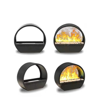 Cheminée électrique circulaire 3D à sept couleurs de style européen à commande vocale avec télécommande pour la décoration de la maison