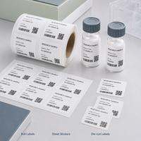 Etiquetas de péptidos para muestras de investigación, pegatinas personalizadas para viales, para envasado de muestras de laboratorio en botellas pequeñas, impresión de códigos QR y de lotes