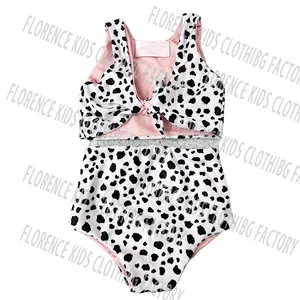 DH OEM Summer Boutique Leopard Print Baby Girls 2 Piece Beachwear Toddler Bathing Suit Custom Swimwear