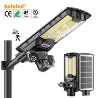 Lámpara Solar CCTV Hofoled con Audio Bidireccional, Monitoreo, Seguimiento Automático de Personas, Cámara Triple de 6MP, Luz Solar para Exteriores