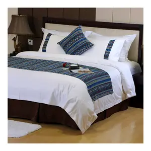 新しいデザインの高品質ホテル寝具セット白いベッドシーツ寝具セット4ピースプレーンキングサイズ寝具セットリネン