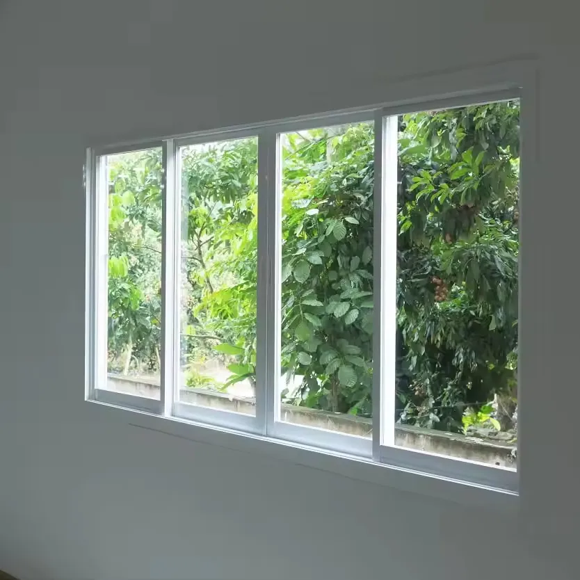 Diseño moderno a prueba de huracanes de alto impacto de doble acristalamiento ventana corredera vidrio marco de aluminio negro ventanas y puertas