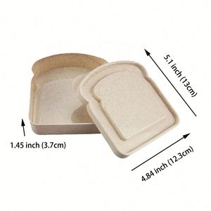 Custom LOGO Reusable Eco Wheat Toast Shaped BPA Free Plastic Lid Sandwich Containers for Lunch <b>Boxes</b> - Product Image 2