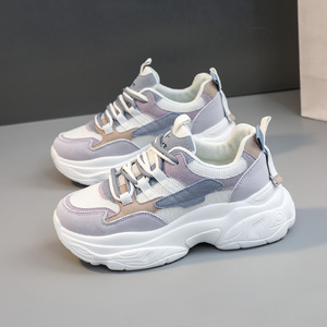 2026 New Colored Women's Autumn Mesh Breathable Increase Thick Sole Versatile Casual Sports Loafers Lace-up <b>Shoes</b> - Product Image 4