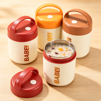 Tasse à petit-déjeuner portable avec revêtement en acier inoxydable, couvercle et poignée, boîte à lunch écologique et mignonne pour flocons d'avoine, bouillie et soupe à emporter
