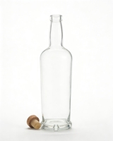 Bouteille à liqueur en verre clair de haute qualité avec logo personnalisé, classique, 700 ml, 750 ml, avec bouchon en liège pour whisky, brandy, vodka