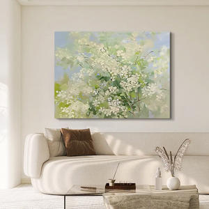 Verde primavera belleza moderno luz verde primavera Floral hecho a mano lienzo al óleo de gama alta sala de estar sofá Fondo pintura de pared - Product Image 6