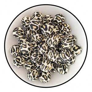 10% de réduction de qualité alimentaire 15mm collier de dentition pour bébé perles de silicone imprimées léopard personnalisées pour la fabrication de bijoux à bricoler soi-même - Product Image 4