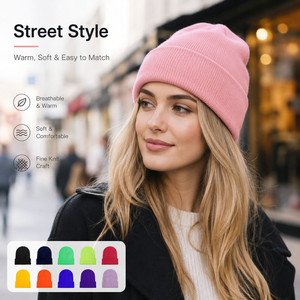 Bonnet en acrylique tricoté côtelé avec revers, personnalisé avec logo, 30 couleurs, broderie 3D, unisexe, pour l'hiver, vente en gros, marque privée OEM - Product Image 3