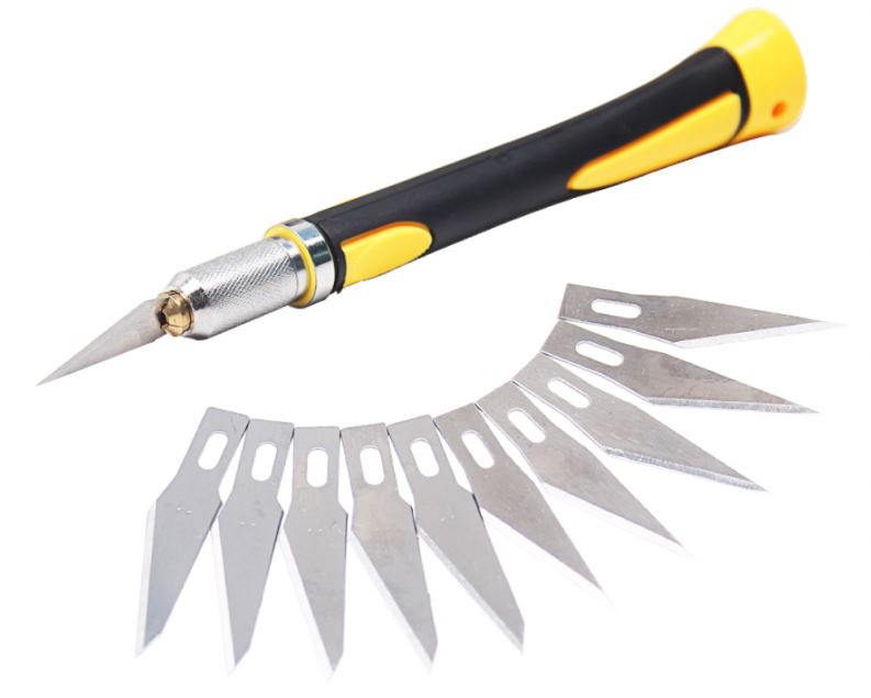 1 Set Metal Handle Scalpel Blade Knife Wood Paper Cutter Craft Pen Engraving Cutting Supplies Diy Stationery Utility Knife