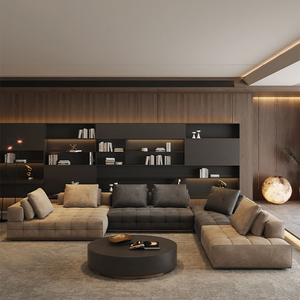 Sofá Seccional Modular Italiano Budapest, Tapizado en Cuero Genuino, Muebles Modernos de Lujo para Sala de Estar de Villa - Product Image 2