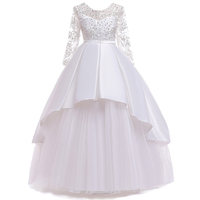 Elegantes Vestidos de Fiesta Formales de Satén Floral para Niñas, Vestidos de Princesa para Bodas, Fiestas de Cumpleaños, Primavera