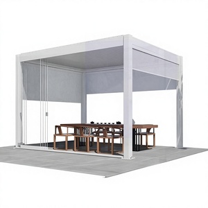 Gazebo électrique moderne en aluminium 6063 avec revêtement en poudre, toit à lamelles courbées, télécommande, facile à assembler, décorations de jardin - Product Image 5
