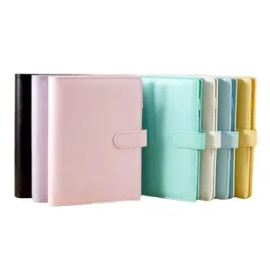 Hot Selling wholesale custom logo 6 rings a5 a6 pu leather binder notebooks with cash envelopes money budget planner bind