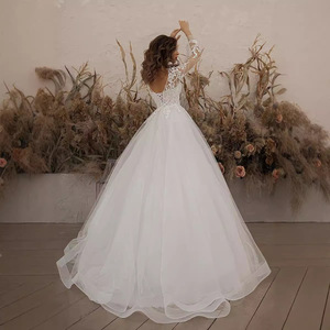 European American Style Wedding Dress Lace Chiffon Tulle Empire Waist Sweetheart Neckline Vintage Breathable Beach Outdoor Hotel - Product Image 4