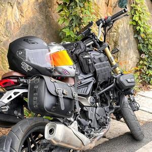 Sac de réservoir de carburant universel en cuir imperméable pour moto, pratique, avec rangement latéral pour outils, extension, base de montage universelle - Product Image 4