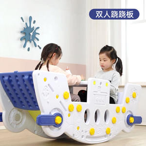 Tobogán de balancín doble para niños con pizarra blanca Tablero de escritura de aprendizaje para bebés en el hogar interior-para juego y educación - Product Image 4