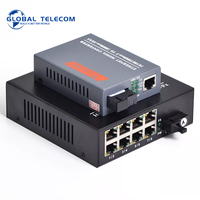 Medya dönüştürücü Fiber 10/100Mbps 1 SC Fiber optik 8RJ45 Lan portları Ethernet anahtarı optik kamera medya dönüştürücü