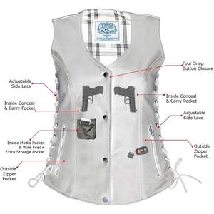 2025 <b>Leather</b> Premium Women's Black Motorcycle <b>Biker</b> Rider Vest 3X-Large <b>Waistcoat</b> - Product Image 6