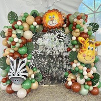Guirlande de ballons d'animaux sauvages, kit d'arc de ballons en latex de couleur jungle pour décorations de fête safari d'anniversaire de douche de bébé