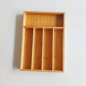 Bamboo Five Compartment Knife And Cookware <b>Box</b> <b>Drawer</b> Organizer Tableware <b>Storage</b> Rectangular Standing Type - Product Image 4