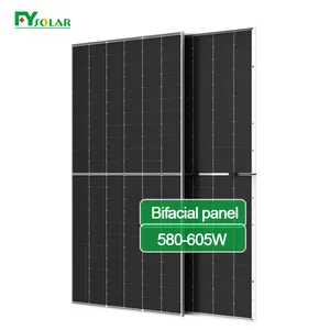 Panel surya kaca ganda monokristalin wajah hitam 600w 580w 210mm dengan CE TUV IEC