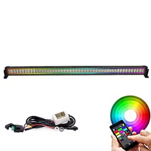 ADT 42 inch 240w Led Light Bar with Chasing RGB Halo 10 solid Multi-colors over 72 Flashing modes for Driving Fog Lamp Off road