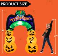 Trick Or Treat Halloween Arche Gonflable Citrouille Arche Intégrée LED Porte Gonflable Décoration