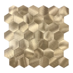 Mosaïque hexagonale autocollante en aluminium couleur bronze pour crédence - Product Image 1
