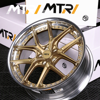عجلات MTRI ذات الخمسة أذرع العميقة المقعرة، ذهبية اللون، مصنوعة من قطعتين، مطروقة، مقاس 18 بوصة