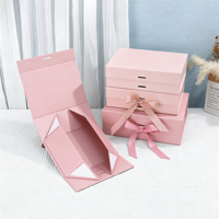 Boîtes cadeaux d'anniversaire de luxe en papier recyclé personnalisées transfrontalières, pliables, avec nœud papillon, fermeture magnétique, couleur unie, finition mate