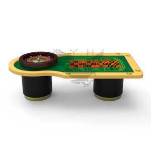 YH Casino Table Jeu De Luxe Vert Maison Bois Casino <span class=keywords><strong>Roulette</strong></span> Roue Table a Roulettes - Product Image 2