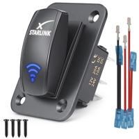 Interrupteur à bascule Starlink avec panneau en aluminium, 12V-24V DC 5 broches SPST ON/OFF, interrupteur à bascule étanche pour Starlink Mini GEN 2 3 4 V5
