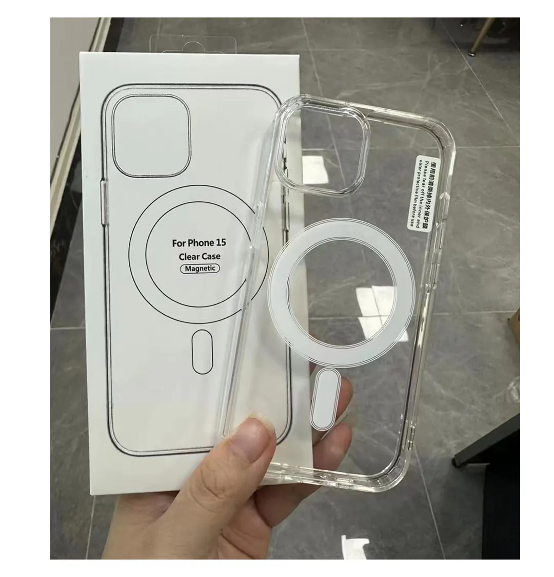 Casing ponsel magnetik Bening, pelindung telepon genggam tahan guncangan + TPU untuk iPhone 14 13 Pro Max PC