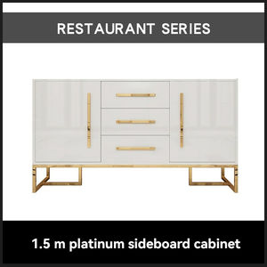 Buffet minimaliste moderne avec finition noire et <span class=keywords><strong>blanche</strong></span> et accents dorés Salles à manger et salon - Product Image 4