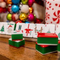 Ensemble de Mahjong de Noël de luxe à trois couches en acrylique cristal, style américain, pour 4 joueurs, 160 tuiles, pliable, durable et écologique