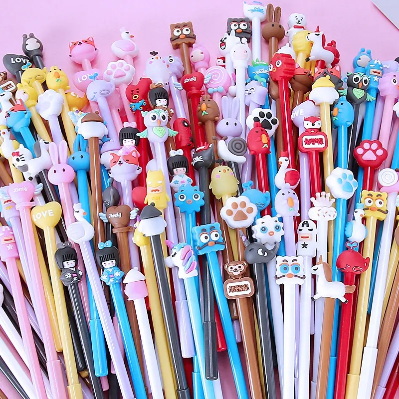 ODM Kugelschreiber Kawaii Cute Cartoon Sublimación Rubber Barrel Roller Gel Pen Set