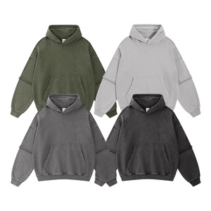 Sweat à capuche surdimensionné imprimé en polyester/coton tissé, anti-rétrécissement, 430G, avec fermeture éclair, pour homme, automne-hiver, vente en gros, écoresponsable - Product Image 1