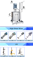 Hoog-snelheids homogenisator kop 50 liter voedselmixer verf-emulgator mixer machine voor cosmetica