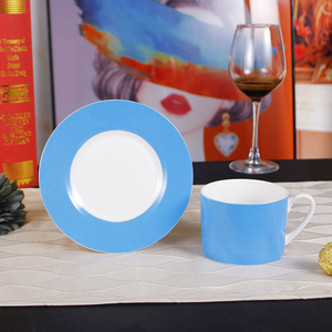 แก้วกาแฟโบนไชน่าลายเรนโบว์ ดีไซน์ใหม่ เรียบง่าย 6 สี สำหรับดื่มชายามบ่าย - Product Image 4