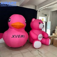 Décoration de fête aquatique d'été : Mascotte gonflable géante en forme de canard rose de dessin animé avec logo personnalisé, canards gonflables mignons