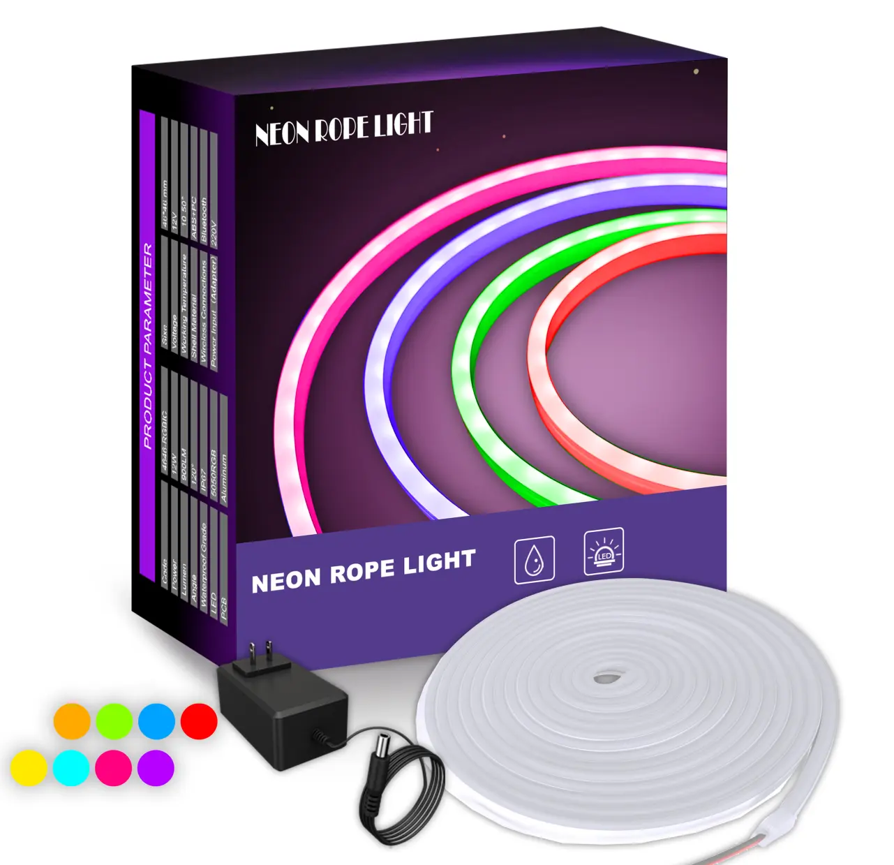 Fabrieksprijs Rgb Lijm Gratis Siliconen Flexibele Decoratie Touwlamp Ip65 12V 24Watt Led Neon Lichtstrips