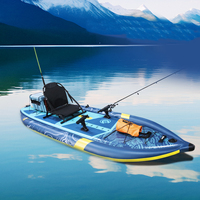 Planche de SUP gonflable pour la pêche, compacte et pliable, bateau gonflable avec 2 porte-cannes inclus, pêche, jeux aquatiques, surf