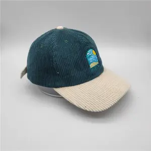 カスタムコットンコーデュロイ6パネルグリーン非構造化野球帽帽子